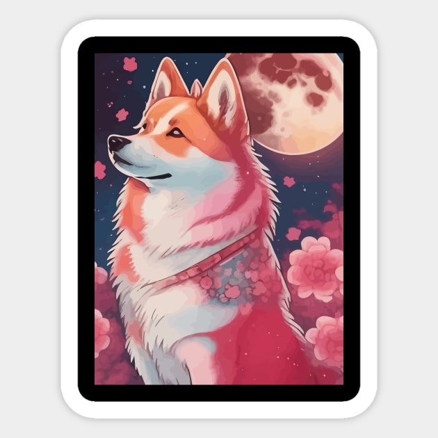 The wolf and the sakura Sticker by jennlie